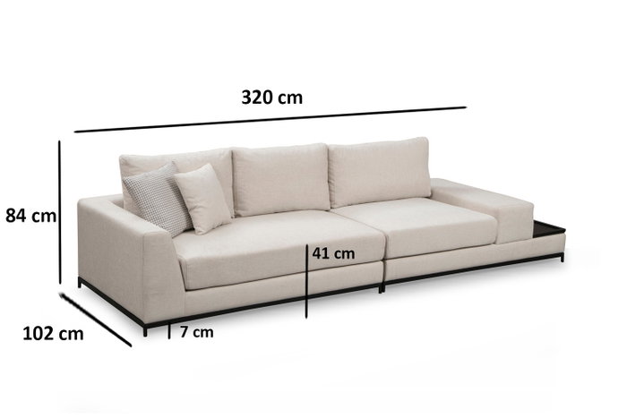Atelier Del Sofa Line With Side Table - Beige